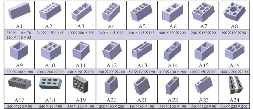 different brick samples this machine can produce